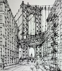 Downtown Brooklyn Vertical by Ingo - Original Painting on Box Canvas sized 43x35 inches. Available from Whitewall Galleries